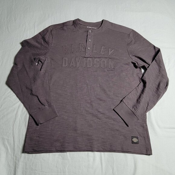 Harley Davidson - Men's Rally Racer Henley - Blackened Pearl Size Large - Picture 3 of 12